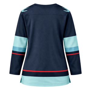 Camiseta de Hockey sobre Hielo para Mujer, Color Verde Azulado Oscuro, Deportiva, Transpirable, de Manga Larga, Uniforme de Hockey de Alto Rendimiento, Estilo de Equipo - Product Image 3