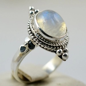 Blue Fire Rainbow Moonstone <b>Ring</b> 925 Sterling <b>Silver</b> Handmade <b>Statement</b> Promise <b>Ring</b> for Women Boho Oval June Birthstone Jewelry - Product Image 3