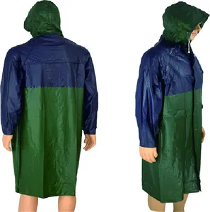 Wholesale green pvc raincoat camo custom logo pvc waterproof pvc raincoat plastic raincoat fetish blue green double