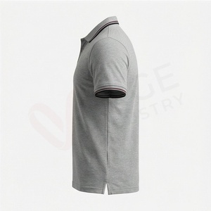 Polo de Algodón Gris de Manga Corta para Hombre, Corte Regular, Tejido Sólido, Diseño Casual y Transpirable - Product Image 3