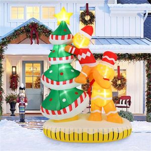 Albero di Natale Gonfiabile Impermeabile IP44 da 2,1 m con Omino di Pan di Zenzero, Decorazione Esterna Autogonfiabile per Giardino con 7 Luci LED - Product Image 5