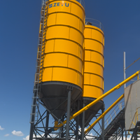 Silo de stockage de ciment en poudre modulaire boulonné portable de 300 tonnes pour l'expédition de conteneurs, avec dépoussiéreur pour centrale à béton