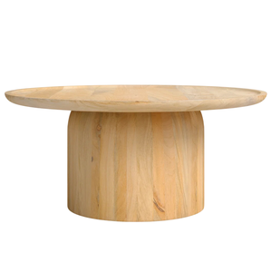 Mesa de Centro Moderna para Sala de Estar, Estilo Orgánico, Redonda, de Madera de Mango Sólida, Acabado Natural, Duradera, Fácil de Limpiar - Product Image 3