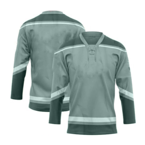 Maillot de hockey sur glace pour homme, col en V, vert et gris rayé, polyester, évacuation de l'humidité, coupe régulière, manches trois quarts, toutes saisons - Product Image 3