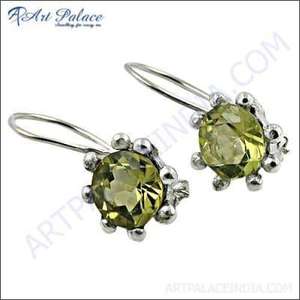 ต่างหูพลอยควอตซ์สำหรับชาวเลมอนต่างหูเม็ดกลมแบบประณีตสไตล์ชนเผ่าที่งดงาม - Product Image 1