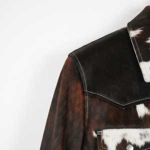 Veste de motard en cuir de vache véritable pour homme, col rabattu, fermeture éclair brodée, coupe classique, hiver, décontractée - Product Image 5
