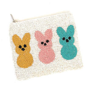 Handmade Beaded Bunny Pouch <b>Easter</b> Rabbit Clutch Cute Animal Coin Purse Colorful Kids <b>Gift</b> Zipper Wallet Mini Bead <b>Bag</b> Trendy - Product Image 3