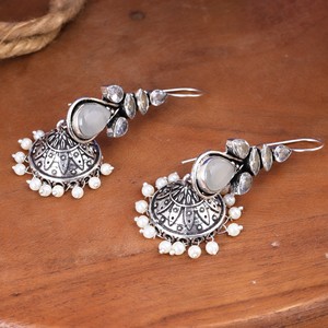 Antique <b>Silver</b> Traditional Jhumki <b>Earrings</b> Festival Jewelry Gift for Women - Product Image 5