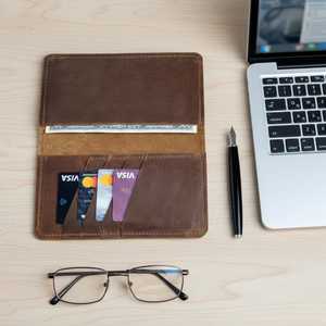 Wholesale Private Label Genuine Leather Checkbook <b>Case</b> <b>Slim</b> Cowhide Check <b>Book</b> Cover Factory Export Port LCR-0146 - Product Image 6