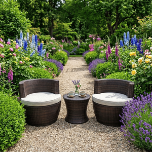 Conjunto de Muebles de Jardín de Mimbre Acolchado con Sillones Envolventes Resistentes a los Rayos UV y a la Decoloración para Cafetería, Restaurante, Hotel - Product Image 1