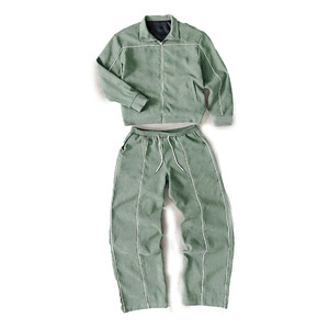 Custom Rhinestone Green Tracksuit Set | Premium <b>Zip</b> <b>Up</b> <b>Jacket</b> & Jogger Pants | Private Label Sportswear Manufacturer - Product Image 4