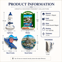 Benutzer definierte 3D Stereo Tourist Souvenir Magnet Kühlschrank Magnet Kroatien Karte Landschaft gemalt dekorative Magnet für Home Deco