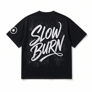 T-shirt noir à manches courtes et col rond pour homme, imprimé lettres « Back Slow Burn », style streetwear - Product Image 1