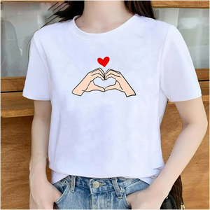 Camiseta de Algodón Orgánico para Mujer, Estilo Vintage, Holgada, Uniformes Escolares, Elástica en 4 Direcciones, Personalizada, Top Corto, Camisetas a Rayas para Mujer - Product Image 2