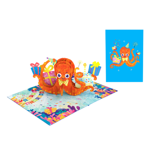 Tarjeta de Felicitación 3D Pop-Up de Cumpleaños con Temática de Animal de Dibujos Animados (Pulpo), Tarjeta de Felicitación Hecha a Mano - Product Image 4
