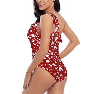 Women's Floral Pattern Athletic One Piece Swimsuit with Long Sleeves Fashion Swimwear Wholesale for Sports Surfing and <b>Bathing</b> - Product Image 3