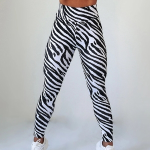 Leggings de Mujer con Estampado de Cebra, Efecto Scrunch en los Glúteos, Cintura Alta, Sin Costuras, Elásticos en Cuatro Direcciones, Largura al Tobillo, para Yoga y Gimnasio, Personalizados OEM ODM, Venta al Por Mayor - Product Image 3