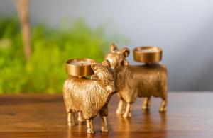 Antique Brass giraffe <b>Candle</b> Holder Retro Stag Reindeer Figurine Tea Light Stand for Home Decor & Christmas Tabletop - Product Image 3