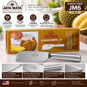 Couteau à durian JAYA MATA en acier inoxydable, 4 3/4 pouces, finition polie, extra-affûté, design moderne et durable, pour droitier - Product Image 6