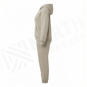 Conjunto de Sudadera con Capucha y Pantalones Deportivos para Mujer, 100% Algodón, Color Sólido, Estilo Casual, Manga Larga, Corte Holgado, Ropa de Otoño - Product Image 3