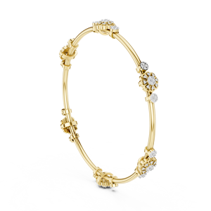 Round Brilliant Lab Grown Diamond Flower Station <b>Bangle</b> 10K 14K Solid Gold Classic Style Everyday Wear <b>Bangle</b> Wholesale Supplier - Product Image 5
