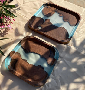 Custom Made High Quality Wood And Resin Tray Wooden <b>Epoxy</b> Tea <b>Coffee</b> Serving Tray - Product Image 5