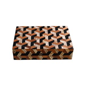 Modern Resin Inlay Mdf Checkered Storage Box Rectangle Cardboard Decorative Box for Neatening and Organization - Product Image 3