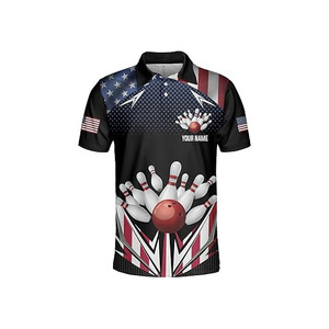 Camiseta de Boliche Personalizada con Sublimación, Camisa de Boliche con Rayas, Media Cremallera, Poliéster, Uniforme Deportivo de Boliche, Camiseta de Secado Rápido - Product Image 3