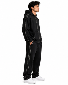 Men's Drop Shoulder Hoodies Custom 100% Cotton Double Zip up Hooded Sweatshirt High Quality Oversize Pullover Fleece Men Hoodie - Product Image 4