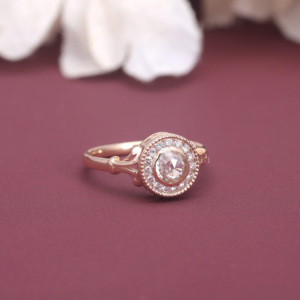 Bague halo en diamant cultivé certifié IGI, argent sterling 925 massif, taille brillant rond, bague de fiançailles vintage pour femme - Product Image 6