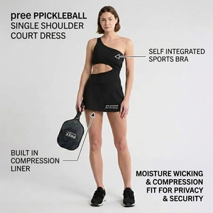 Vestido Deportivo de Pickleball para Mujer, de un Solo Hombro, Corto, con Abertura en la Cintura, Minifalda, Transpirable, de Secado Rápido, Anti-Deformación - Product Image 1