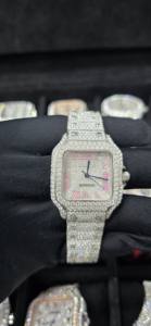 Reloj de lujo automático de acero inoxidable con moissanita VVS, estilo hip hop, cuadrado de 36 mm, que pasa la prueba del diamante, para mujer. - Product Image 5