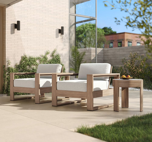 Conjunto de Muebles de Jardín Modernos de Madera de Teca con Cojines Gruesos, Diseño Minimalista para Jardín, Patio, Terraza, Villa, Resort, Hotel - Product Image 2
