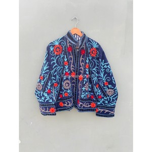 Chaqueta con bordado uzbeko, chaqueta corta 100% algodón, chaqueta estilo bohemio, abrigo de invierno, chaqueta unisex, ropa de fiesta, chaqueta para mujer - Product Image 5