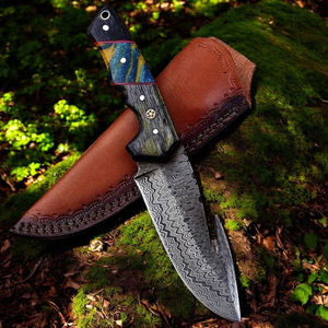 Couteau à dépecer en acier Damas, lame tranchante, couteau à dépecer Damas, outil de survie et de chasse, lame courbée en acier Damas - Product Image 4