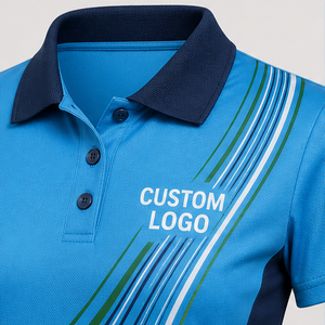Custom Sky Blue Green dark blue Flowing Line <b>Womens</b> <b>Polo</b> <b>Shirt</b> Quick Dry Breathable Short Sleeve Performance Golf WPS-0892 - Product Image 5
