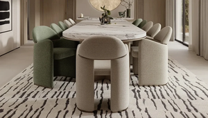 Juego de Comedor de Madera de Teca Sólida de Lujo, Mesa de Banquete Extralarga, 12 Sillas Talladas con Hojas de Oro, Muebles de Comedor Estilo Palacio - Product Image 4