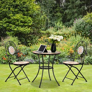 High Quality Luxury <b>Metal</b> Mosaic <b>Bistro</b> <b>Table</b> Set Minimalist Ceramic Patio Dining <b>Table</b> Garden Furniture Outdoor Balcony Yard - Product Image 4
