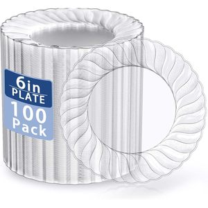 Platos de Plástico Desechables Transparentes de 6 Pulgadas para Postres, Biodegradables, Ecológicos, Resistentes, Industriales, para Pasteles, Galletas, Fiestas, Bodas - Product Image 3