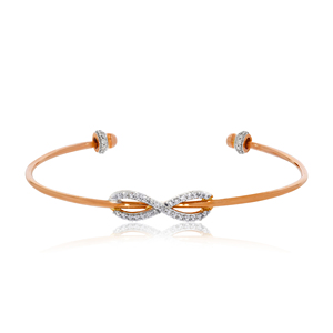18K Rose Gold Diamond Infinity <b>Bangle</b> <b>Bracelet</b> | Elegant Pavé Infinity Symbol <b>Bracelet</b> for Women - Product Image 1