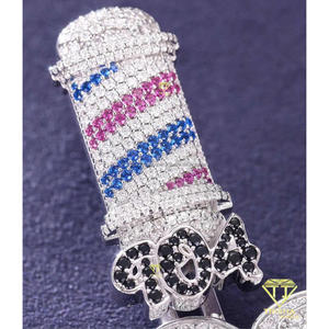 Colgante de letras con incrustaciones de circonitas al por mayor, WUN, joyería de lujo para hombre, chapado en oro, chapado en rodio, plata 925 certificada GIA - Product Image 4