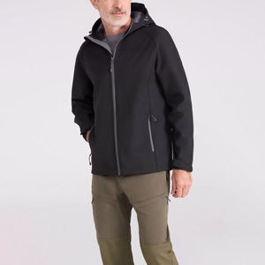 Veste de ski coupe-vent à capuche patchwork tendance, vêtement chauffant d'extérieur imperméable personnalisé en softshell pour l'automne avec logo frontal - Product Image 3