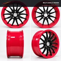 Jantes forgées multi-rayons noir brillant + liseré rouge concave 18-22 pouces 5x108 5x112 5x120 6061-T6 pour BMW Audi Mercedes-Benz