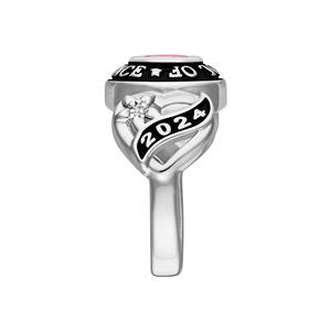 Bague de classe en argent sterling 925 avec pierre de naissance ovale en forme de cœur, personnalisée pour la remise des diplômes, pour femmes - Product Image 4