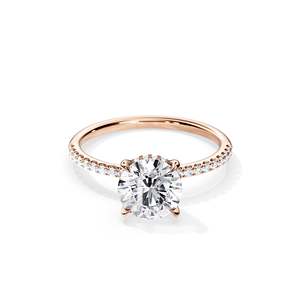 Women's 14K Gold plated Round Brilliant Cut Diamond Engagement Ring Prong Setting floral Style - Product Image 4