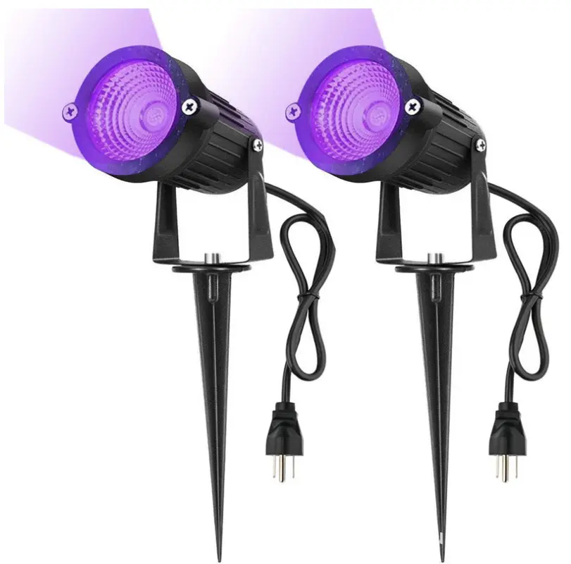 LED Waterproof Outdoor 12V UV 365nm 395nm Black Spike Light Purple Lawn Lamp For Park Greening Halloween Event Garden Atmosphere