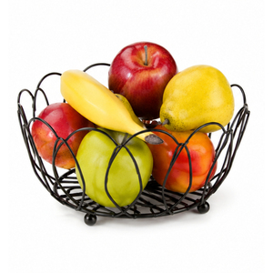 Panier à fruits en fil métallique avec bordure en bois d'acacia, personnalisable en gros, et bol en métal plaqué cuivre rose, organisateur de rangement de comptoir pour la maison - Product Image 5