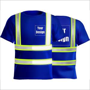 Vêtements de travail haute visibilité personnalisés pour les ouvriers du bâtiment, t-shirt de sécurité à manches courtes 100% coton, surdimensionné, respirant, vêtements de travail de sécurité - Product Image 1
