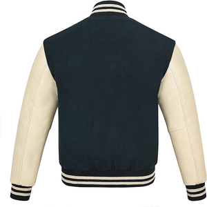Autumn Red Black Casual <b>Leather</b> Sleeves Wool Unisex University Baseball Varsity <b>Men</b> <b>Jackets</b> - Product Image 3
