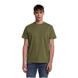 T-shirt pour homme en tissu respirant et à séchage rapide, couleur vert olive, prix de gros, confortable, pour la saison estivale - Product Image 1